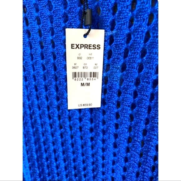 Express Royal blue Shimmery Open knit Sweater M/L - Picture 4 of 8